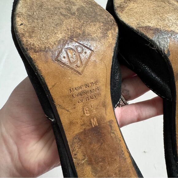 Donald J Pliner "Lona" Black Pointed Square Toe Slides Mules w Heels 8.5 - Picture 6 of 6